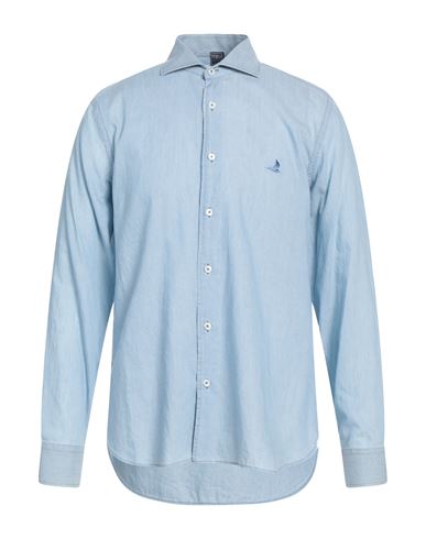 Fedeli Man Shirt Light Blue Size 17 Cotton