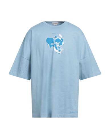 Alexander Mcqueen Man T-shirt Light Blue Size L Cotton