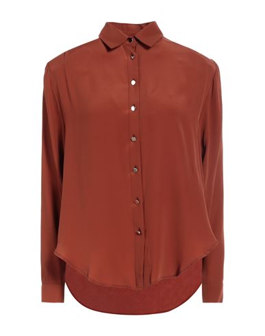 Federica Tosi Woman Shirt Tan Size 2 Acetate, Silk In Brown