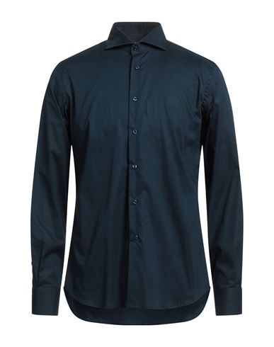Shop Domenico Tagliente Man Shirt Midnight Blue Size 15 ½ Cotton, Elastane