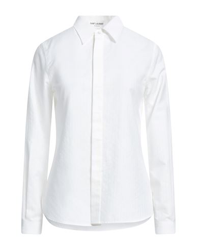 Shop Saint Laurent Woman Shirt Off White Size 10 Cotton, Silk