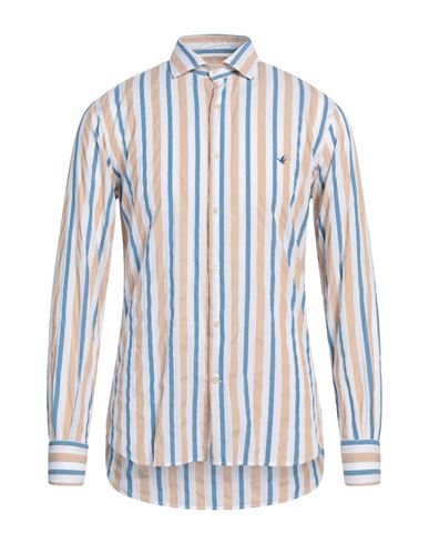 Brooksfield Man Shirt Beige Size 16 ½ Cotton, Polyamide, Elastane