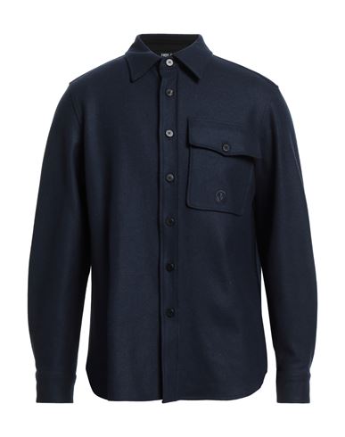 Neil Barrett Man Shirt Navy Blue Size S Wool, Nylon, Viscose, Elastane