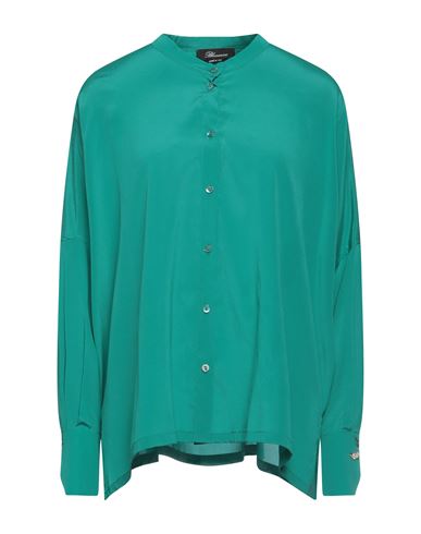 Blumarine Woman Shirt Emerald Green Size 4 Silk, Elastane