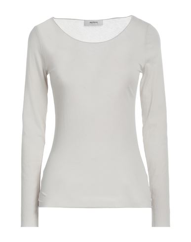 Alpha Studio Woman T-shirt Light Grey Size 12 Cotton, Elastane