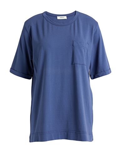 Alpha Studio Woman T-shirt Navy Blue Size 10 Cotton