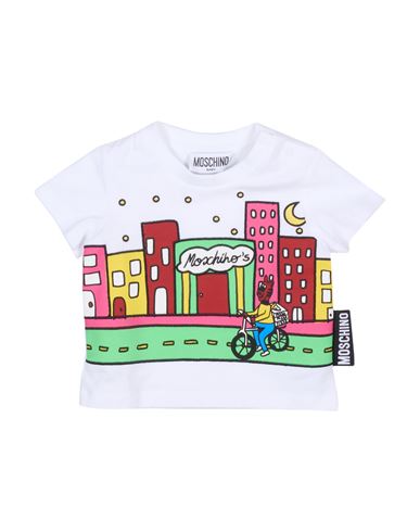 Moschino Baby Newborn Boy T-shirt White Size 3 Cotton, Elastane