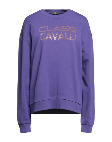 Cavalli Class Woman Sweatshirt Purple Size L Cotton