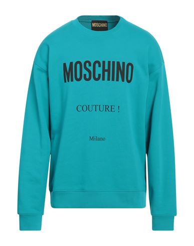 Moschino Man Sweatshirt Turquoise Size 42 Cotton In Blue