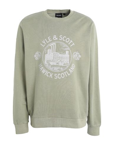 Lyle & Scott Man Sweatshirt Sage Green Size Xl Cotton, Elastane