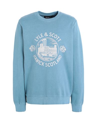 Lyle & Scott Man Sweatshirt Pastel Blue Size Xl Cotton, Elastane