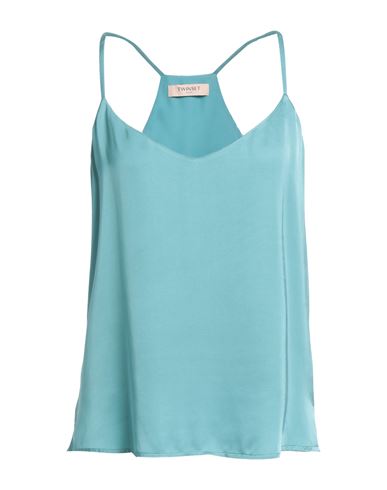 Twinset Woman Top Turquoise Size 8 Viscose In Blue