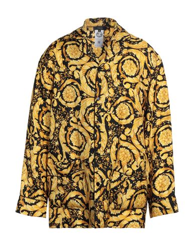 Versace Men's Baroque Silk Pajama Top In Black