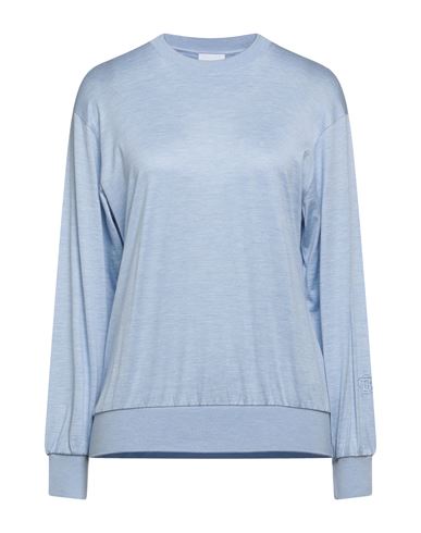 Burberry Woman T-shirt Sky Blue Size Xxs Silk, Cotton, Polyamide, Elastane