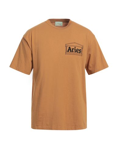 Shop Aries Man T-shirt Camel Size M Cotton In Beige