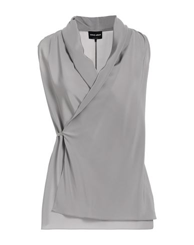 Giorgio Armani Woman Shirt Grey Size 8 Silk
