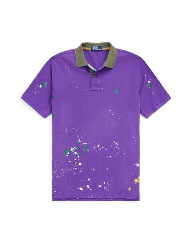 Polo Ralph Lauren Classic Fit Distressed Mesh Polo Shirt Man Polo Shirt Purple Size Xxl Cotton