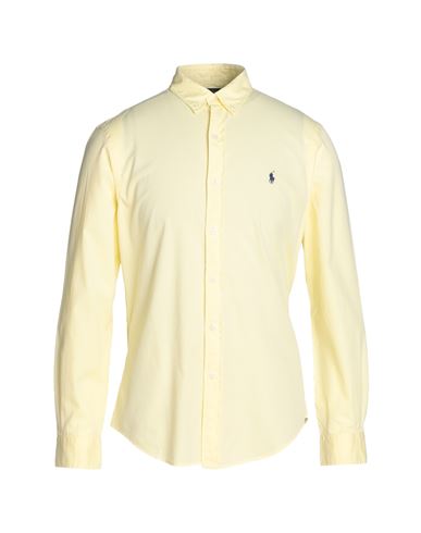 Polo Ralph Lauren Slim Fit Twill Shirt Man Shirt Light Yellow Size Xxl Cotton