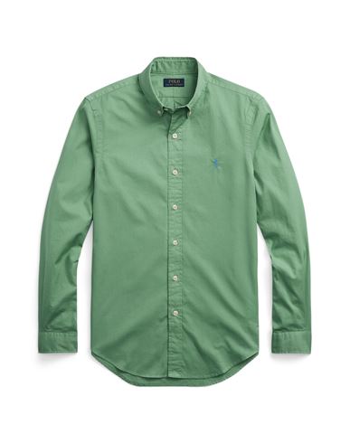 Polo Ralph Lauren Slim Fit Twill Shirt Man Shirt Sage Green Size Xxl Cotton