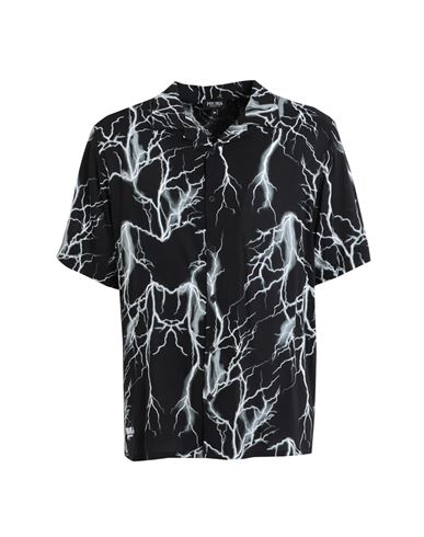 Phobia Archive Black Shirt With Grey All Over Lightning Man Shirt Black Size Xl Cotton