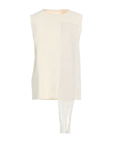 Jil Sander Woman Top Ivory Size 2 Viscose, Cotton, Elastane, Polyester, Silk In White