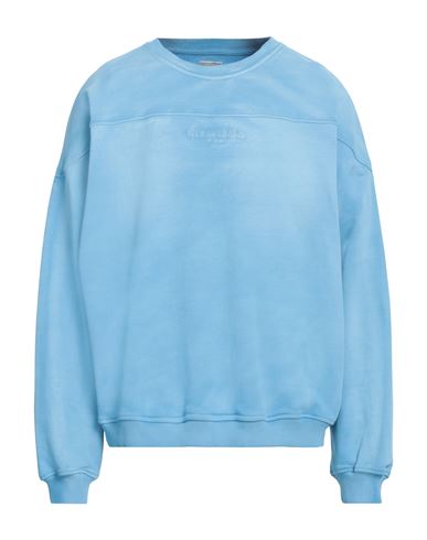 Guess Man Sweatshirt Azure Size L Cotton In Blue