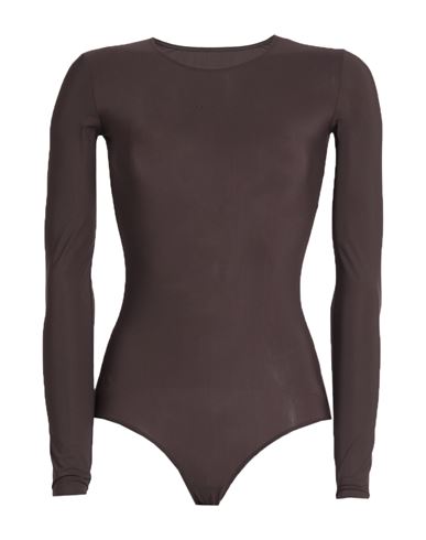 Mm6 Maison Margiela Woman Bodysuit Dark Brown Size S Polyamide, Elastane