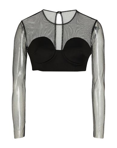 Nineminutes Woman Top Black Size 4 Polyester, Viscose, Elastane, Pes In Black
