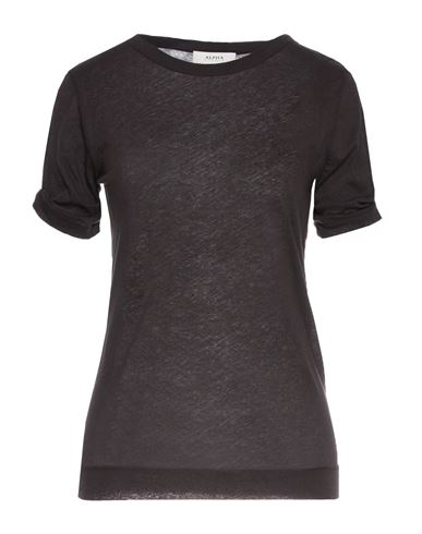 Alpha Studio Woman T-shirt Black Size 2 Cotton, Elastane