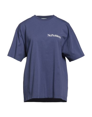Aries Woman T-shirt Navy Blue Size L Cotton