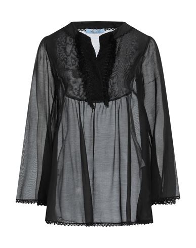 Blumarine Woman Top Black Size 2 Cotton, Silk