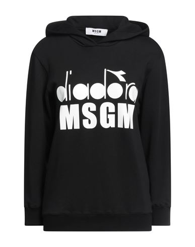 Msgm Woman Sweatshirt Black Size M Cotton, Viscose