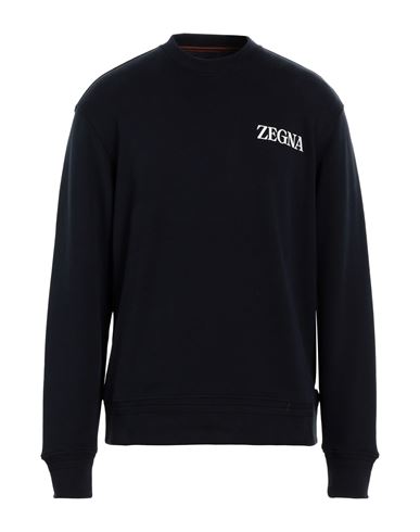 Zegna Man Sweatshirt Midnight Blue Size Xl Cotton In Black