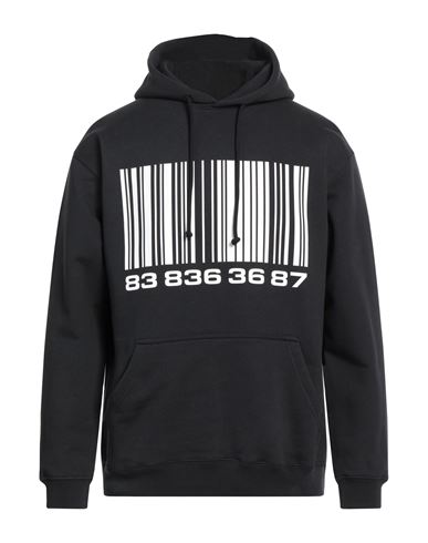 Vtmnts Contrasting Prints Oversized Hooded Sweatshirt In Black