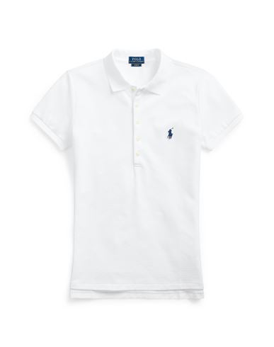 Polo Ralph Lauren Slim Fit Stretch Polo Shirt Woman Polo Shirt White Size L Cotton, Elastane