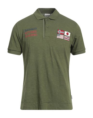 Napapijri Man Polo Shirt Military Green Size 3xl Cotton