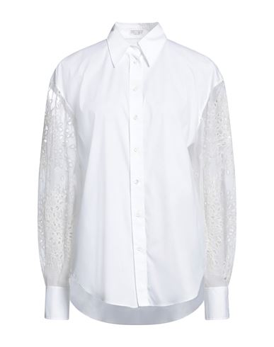 Brunello Cucinelli Woman Shirt White Size 3xl Cotton, Polyamide, Elastane, Silk