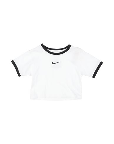 Nike Babies'  Swoosh Ringer Tee Toddler Girl T-shirt White Size 7 Cotton