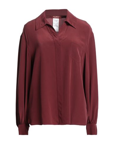 Max Mara Studio Woman Blouse Burgundy Size 14 Silk In Red
