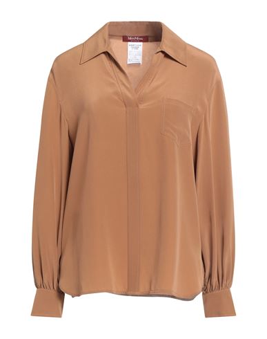 Max Mara Studio Woman Top Camel Size 8 Silk