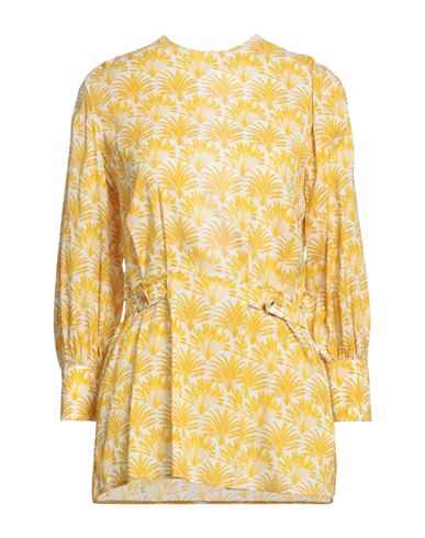 Shop Aglini Woman Top Yellow Size 6 Silk, Elastane