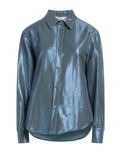 Tela Woman Shirt Slate Blue Size 8 Cotton, Polyester
