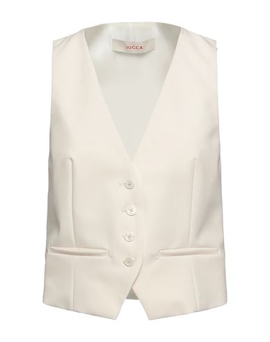 Jucca Woman Tailored Vest Ivory Size 8 Polyester, Virgin Wool, Elastane, Acetate, Viscose In White