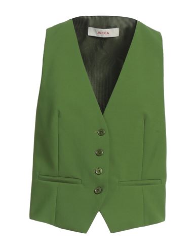 Jucca Woman Tailored Vest Green Size 6 Polyester, Virgin Wool, Elastane, Acetate, Viscose
