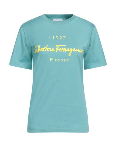 Ferragamo Woman T-shirt Turquoise Size Xl Cotton In Blue