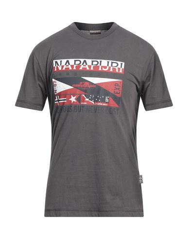 Napapijri Man T-shirt Lead Size M Cotton, Elastane In Grey
