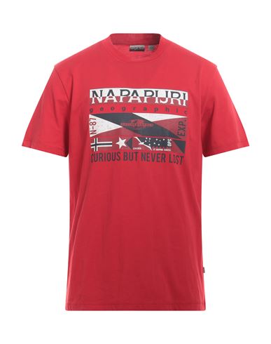 Napapijri Man T-shirt Red Size Xl Cotton, Elastane