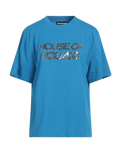 House Of Holland Woman T-shirt Azure Size M Cotton, Elastane In Blue