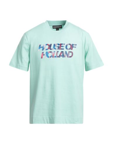House Of Holland Man T-shirt Turquoise Size S Cotton, Elastane In Blue
