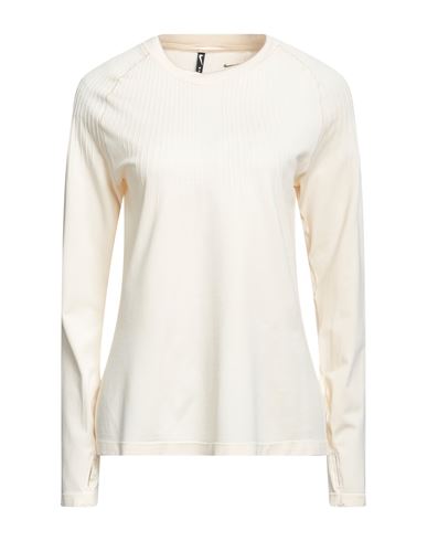 Nike Woman T-shirt Cream Size Xl Polyester, Nylon, Elastane In White